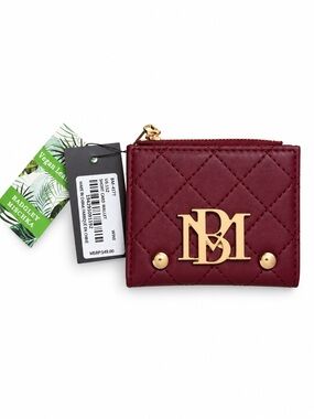 Badgley Mischka NWT Wine Quilted Vegan Leather Short Wallet
